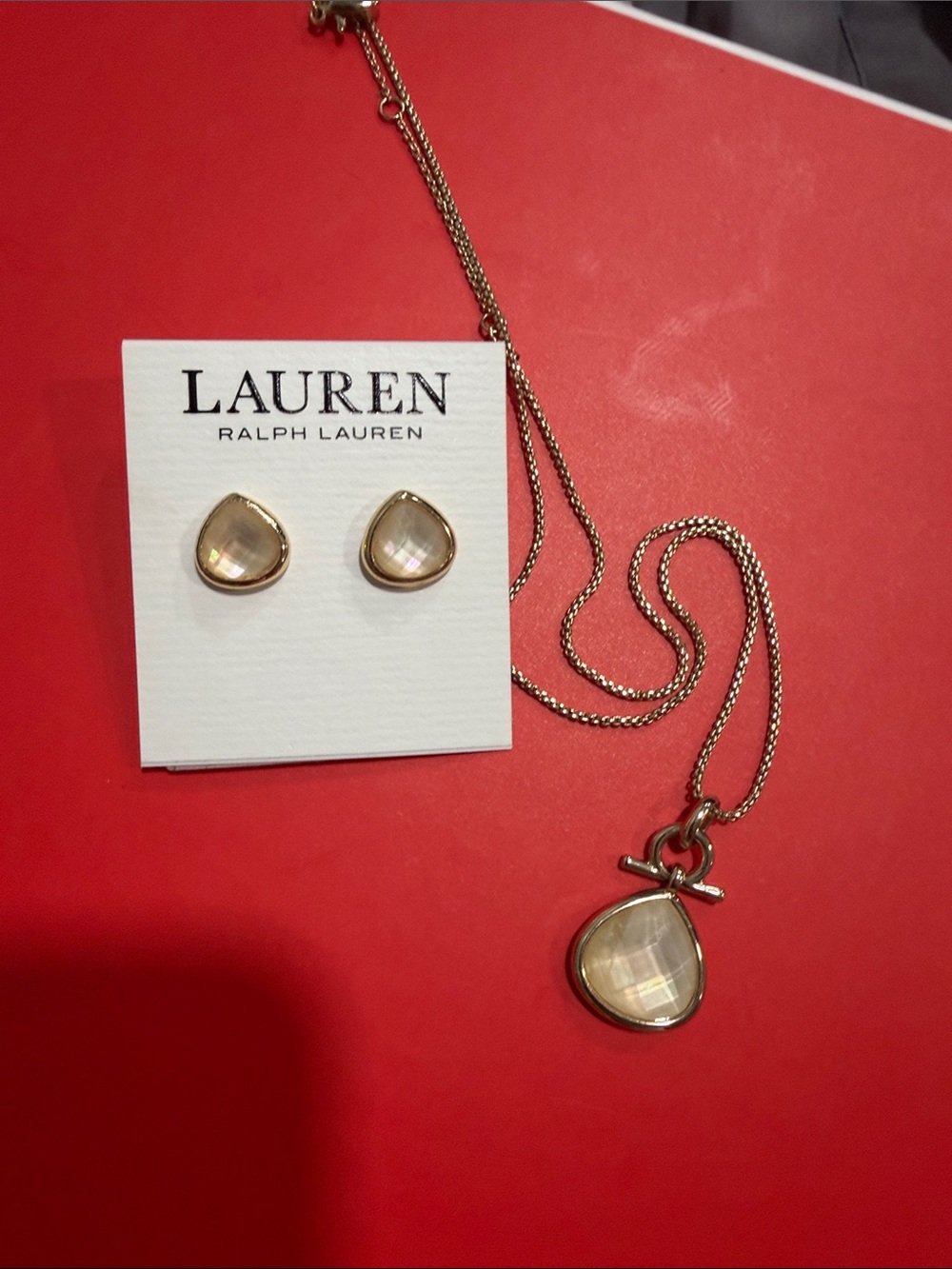 LAUREN Ralph Lauren Gold-Tone Champagne Teardrop Necklace & Earrings Set